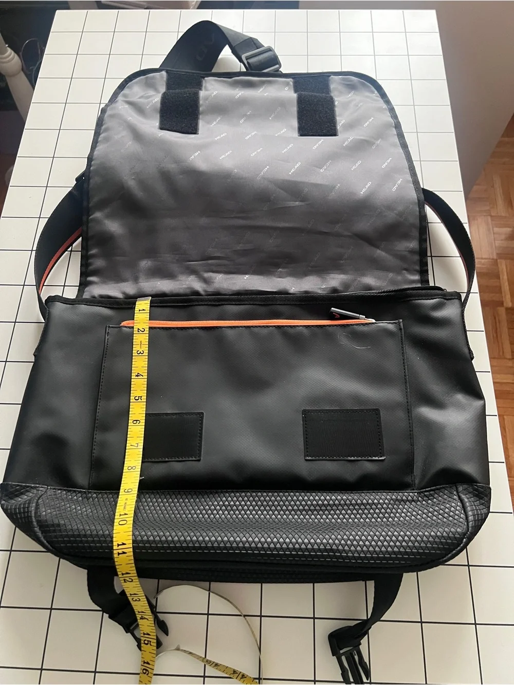 HEAD Black Men's Messenger Bag with Orange Trim Strap NWOT